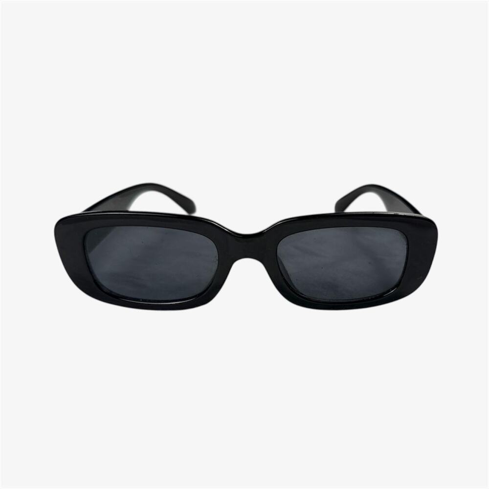 Black rectangular sunglasses with black lenses vintage style